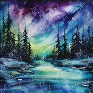 Northern Lights2 Disegni per tumbler a sublimazione da 20 once, Galaxy 9,2 x 8,3&quot; Avvolgi tumbler dritto e sottile PNG, Design a sublimazione PNG
