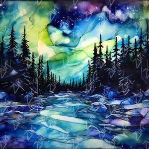 Northern Lights1 20oz Sublimation Tumbler Designs, Galaxy 9.2 x 8.3” Straight Skinny Tumbler Wrap PNG, Sublimation Design PNG