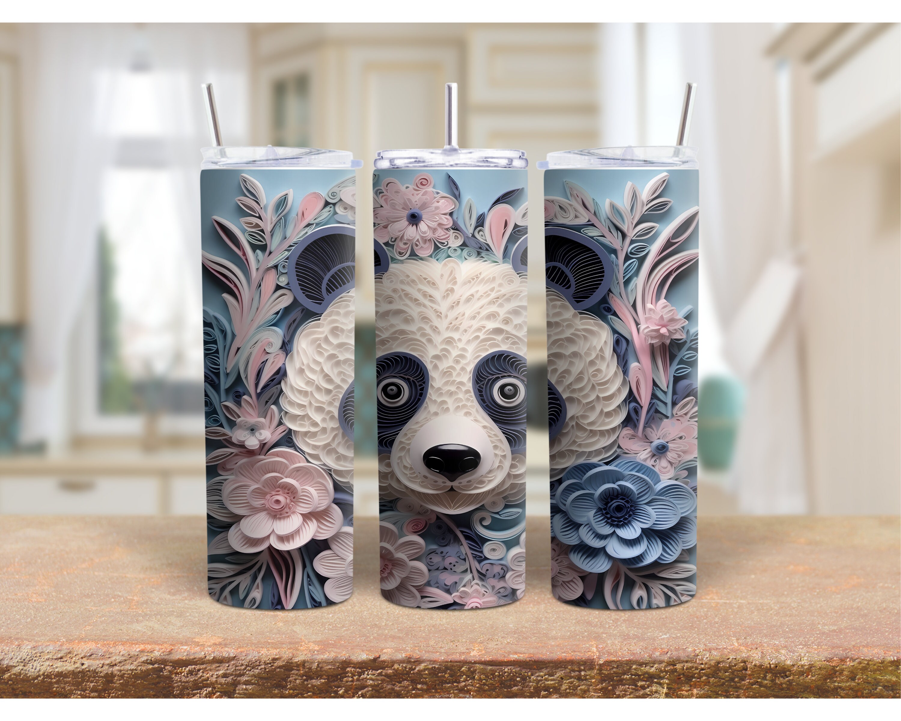 Panda Tumbler Wrap Design!20 Oz Skinny Tumbler Sublimation Design ...
