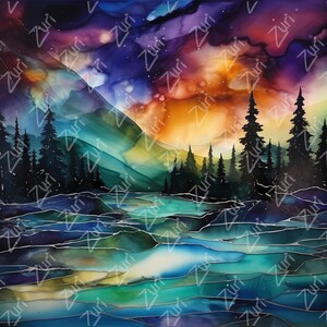 Northern Lights0 20oz Sublimation Tumbler Designs, Galaxy 9.2 x 8.3” Straight Skinny Tumbler Wrap PNG, Sublimation Design PNG
