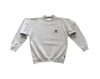 Sweat Adidas vintage à manche longue pour homme col rond gris streetwear rétro authentique taille M