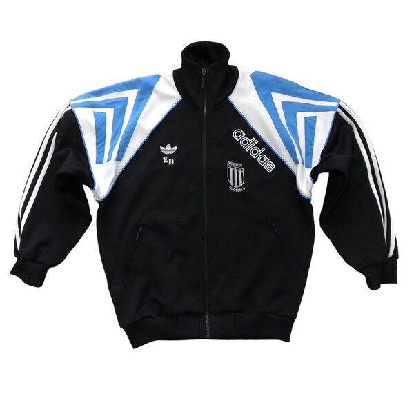 Adidas vintage long sleeve jacket for men black and blue authentic retro streetwear size S