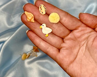 BYO Beach Stud Earring Pack, Seashell, Seagull, Sand Dollar, Cowrie