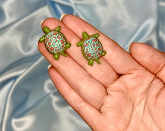 Turtle Stud Earrings, Beachy Summer Jewelry, Summer Vacation
