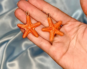 Starfish Dangle Earrings, Beachy Summer Jewelry, Minimalistic, Chic