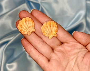 Seashell Stud Earrings, Summer Vacation Jewelry, Chic Minimalistic
