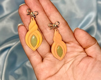 Sunset Seashells Earrings, Fun Colorful Funky Jewelry, Beachy Unique Dangles