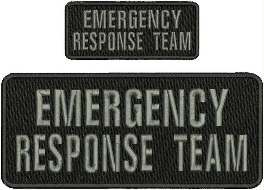 Emergency Response Team Embroidery Patch 4x10 and 2x5 Hook on Back Gray on Black Etsy
