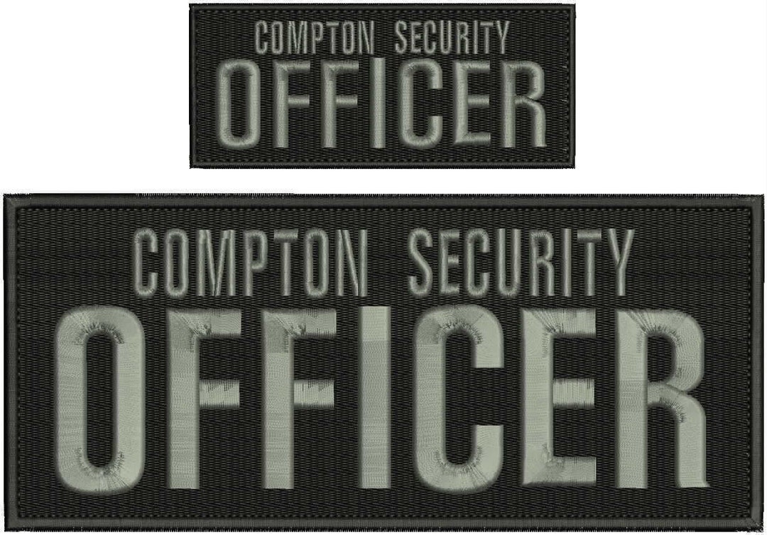Compton Security Officer Embroidery Patch 4x10 and 2x5 Hook Grey