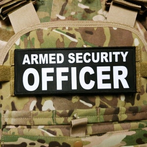 Armed Security Officer Quality Od Green Patches - Embroidery Patches 4x10  in & 2x5 in Hook - Vest Patch for Plate Carrier