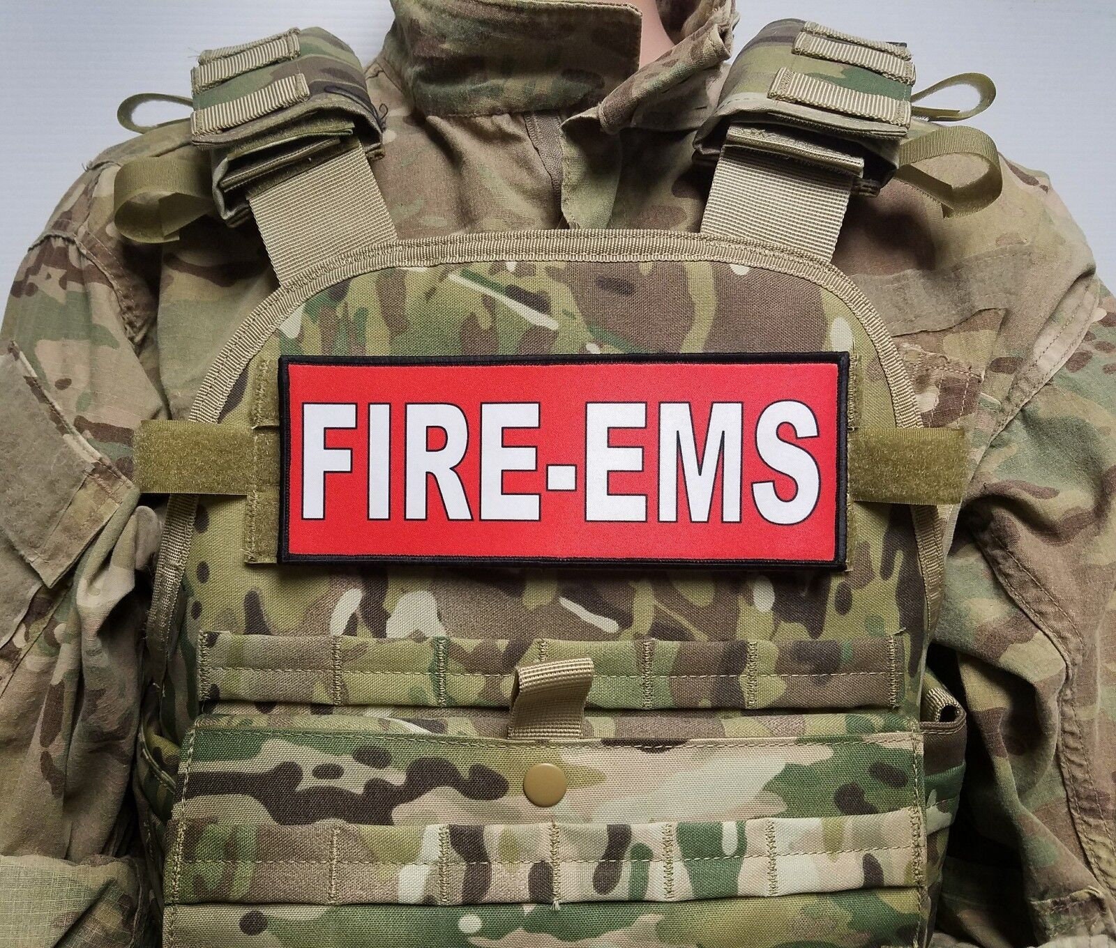 2x6 FIRE EMS Red Hook Plate Carrier Vest Patch Firefighter Paramedic EMT
