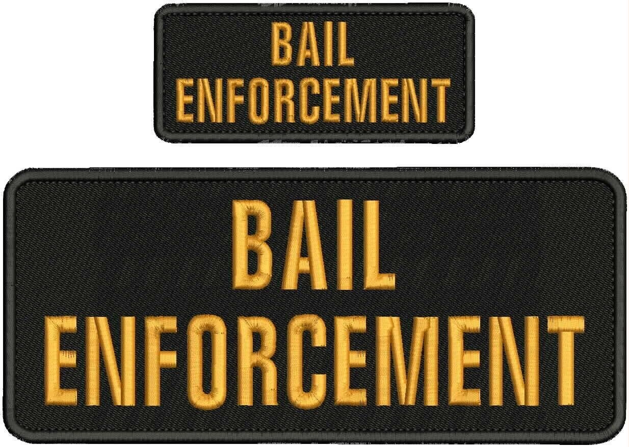  Bail Enforcement Agent Embroidery Patches 4x10 and 2x5 Hook On  Back Gold Embroidered Iron on Patch Sew On for Clothing Applique for  Jackets, Hats, Backpacks Repair Patches for Craft : Arts