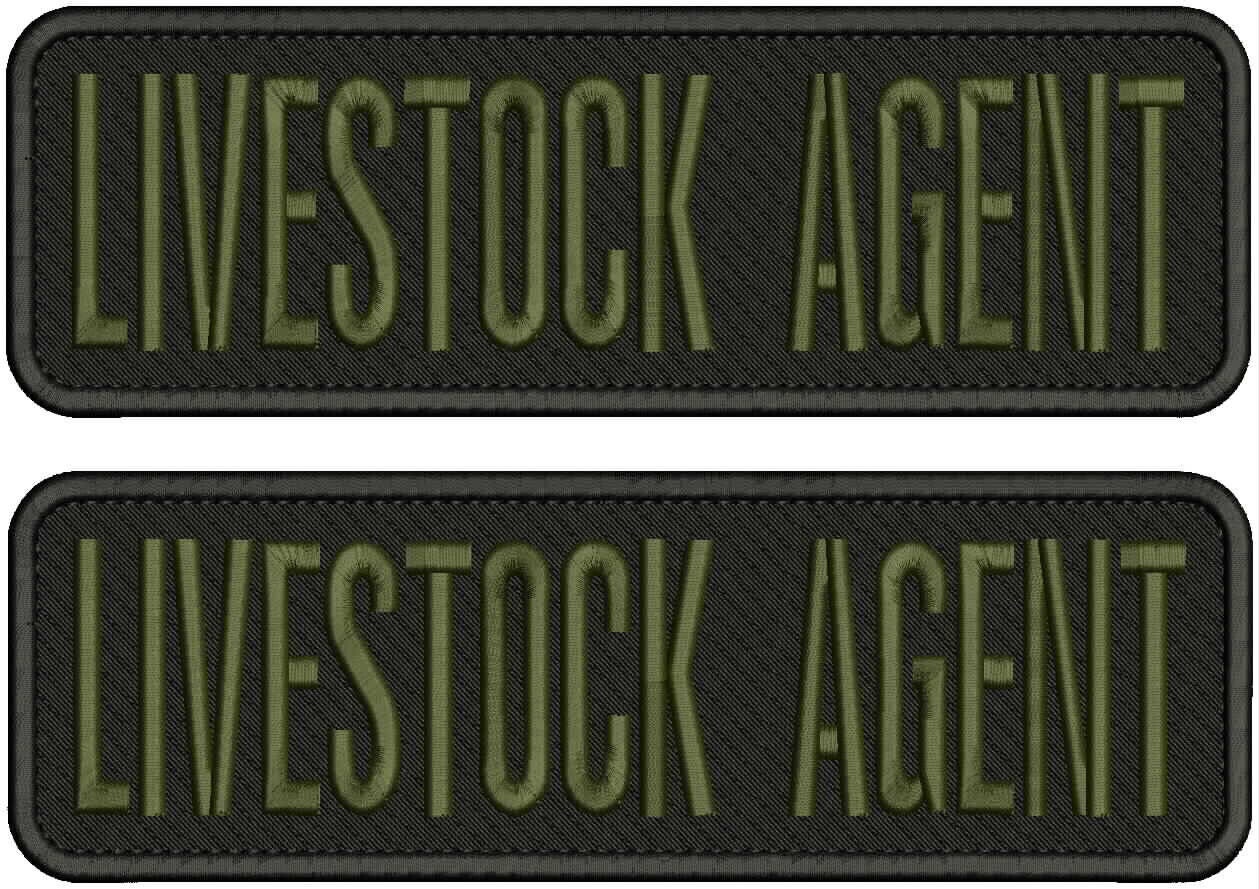 Livestock Agent Embroidery Patch - 3x10 Hook on Back Black and White -  Livestock Agent Vest Patch for Plate Carrier