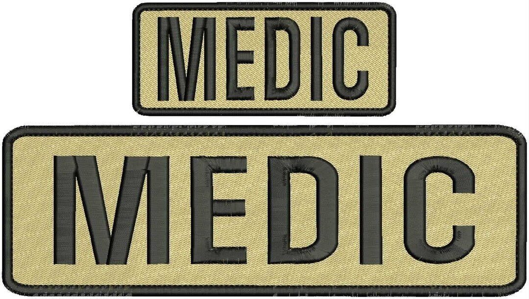 Medic Embroidery Patches 3x10 and 2x4 Hook Tan Etsy