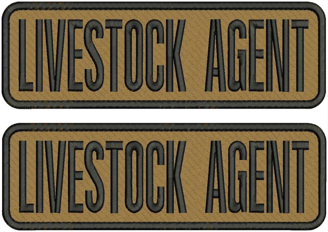 Livestock Agent 2 Embroidery Patch 3x10 '' Hook on Back Black on Coyote Brown Etsy