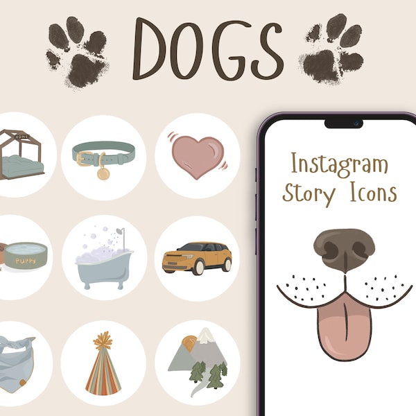 Dog Instagram Story Icons Covers | Set of 20 Highlights, Dog Instagram Story highlight Covers, Dog Icons, Pet Highlight Covers