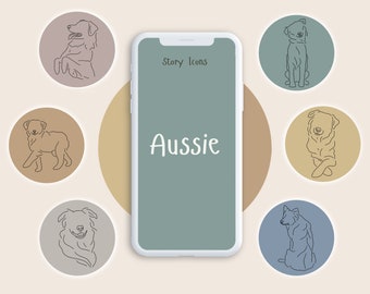 Aussie Dog Instagram Story Highlight Covers, Dog Instagram Story Highlight Icons, Instagram Icons, Dog Highlight Covers, Dog Icons