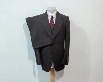 3 piece brown pinstripe suit