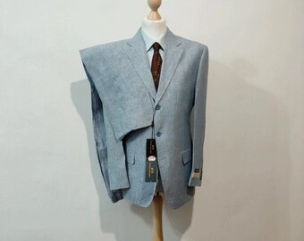 Blue linen suit