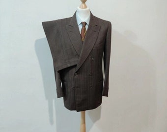 Double breasted brown suit