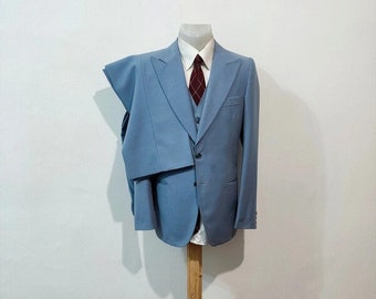 3 piece blue suit