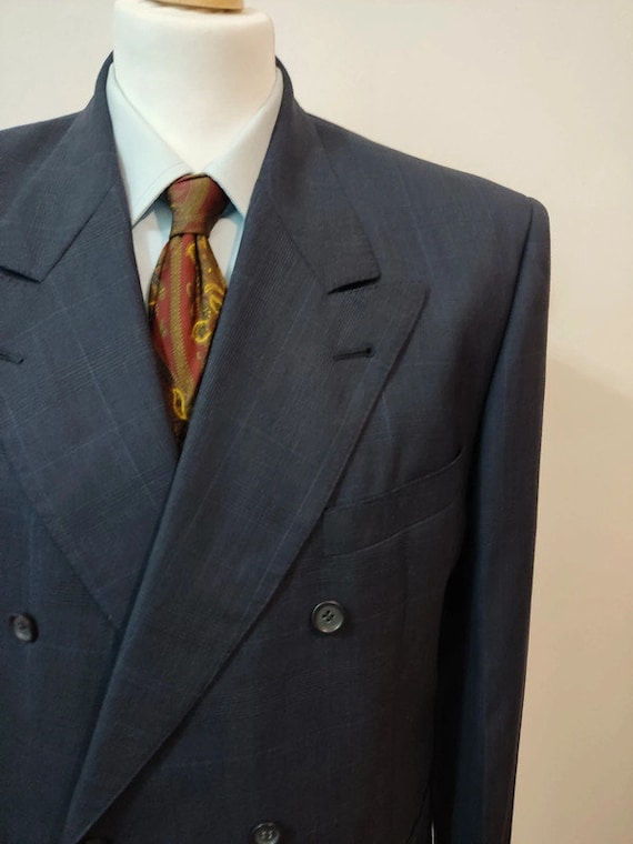 Executive Double Breasted Regular Fit Glen Plaid Suit - Color Tan