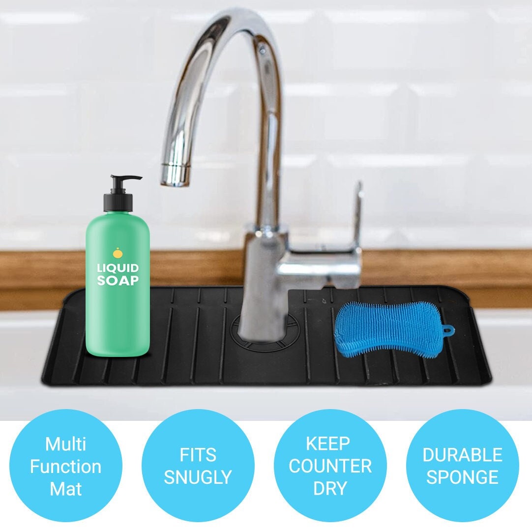 SPLASHPAD Kitchen Sink Counter Protector, Keeps the Area Clean & Dry, Wash  Dishes With No Mess, Soft Microfiber/nonslip, Water Splash Guard 