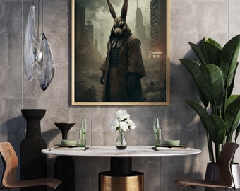 Apocalypse Bunny, Different kind of easter bunny, Rabbit Wall Art, Bunny decor