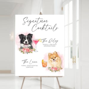 Watercolor Pet Signature Drink Sign For Wedding, Signature Cocktail Sign, Watercolor Pet Portrait, Watercolor Wedding Illustration