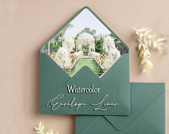 Watercolor Wedding Venue Illustration, Custom Envelope Liner, Custom Wedding Invitations, DIY Wedding Decor, Digital Download