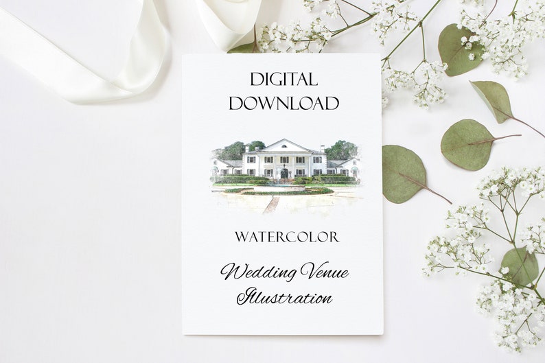 Watercolor Wedding Venue Illustration Custom Wedding - Etsy