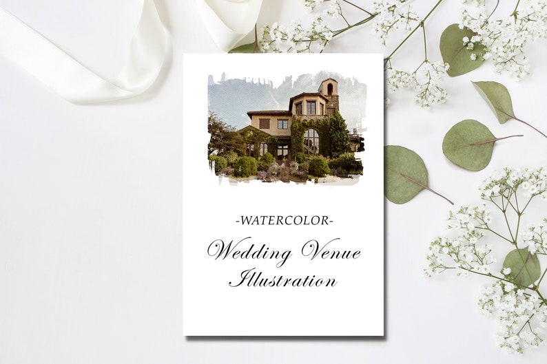 Watercolor Wedding Venue Illustration Custom Wedding - Etsy