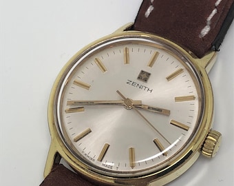 Zenith men's wrist watch cal. 2572 Gold plated case