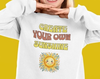 Create Your Own Sunshine Sweatshirt, Happy Sun Kids Comfort Colors Sweatshirt, Retro Sweatshirt, Super Soft Kids Crewneck Sweater. Create!