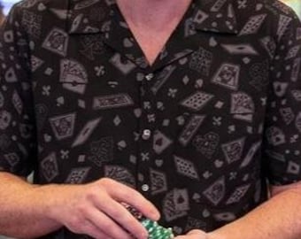 Camisa de póker con botones, camisa para noche de casino, camisa de juego de Las Vegas, regalo para jugador de póker, camisa de jugador experto en cartas, camisa de casino de la suerte para hombre