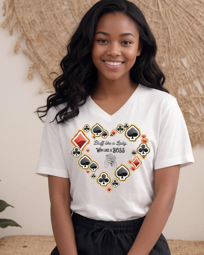 Bluff Like A Lady Poker Shirt, Women Poker Player Shirt, Women Poker V Neck Shirts, Pocket Heart Love Poker Shirt, Short Sleeve Poker Boss