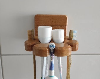 Toothbrush holder, wooden toothpaste holder