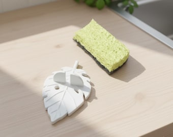 2 Pack Leaf Sponge Holder | Nature Inspired Kitchen Sink Organizer | 3D Printed Dish Sponge Stand