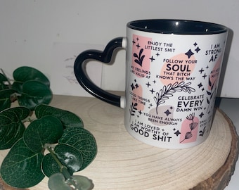 Afirmación Taza Palabrotas Inspiración Salud mental Bienestar taza personalizada