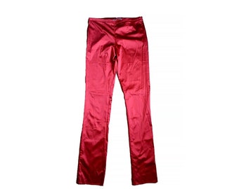 Vintage John Galliano Red Straight Satin Pants Trousers