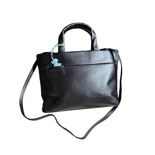 RADLEY London Black Leather Long Strap Top Handle Handbag, Radley Leather Bag