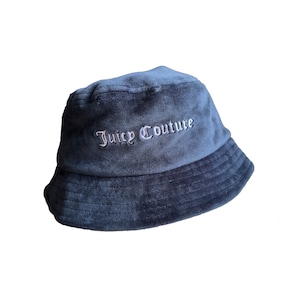 Vintage Y2K VELOUR Dark Navy Juicy Couture bucket hat / Juicy Couture hat / Juicy bucket hat / Juicy Couture Panama Logo