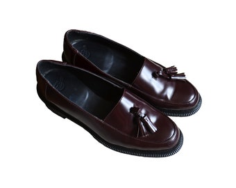 DR. MARTENS Favilla Women's Leather Tassel Loafers Shoes Brown, US7 UK5 38