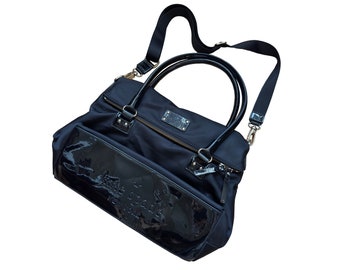 KATE SPADE New York Black Nylon Carmen Shoulder Crossbody Foldover Satchel Bag