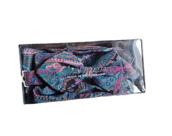 LEHNER Switzerland Vintage Authentic Silk Paisley Art Scarf and Bow Tie, Gift Set for Men