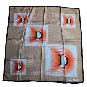 Vintage Christian Dior 1970s Monogram Silk Scarf Rare