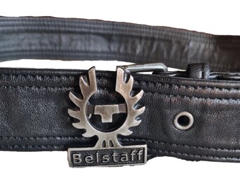 BELSTAFF Vintage Rare Genuine Calf Leather Black Replacement Belt for Jacket Silver Buckle