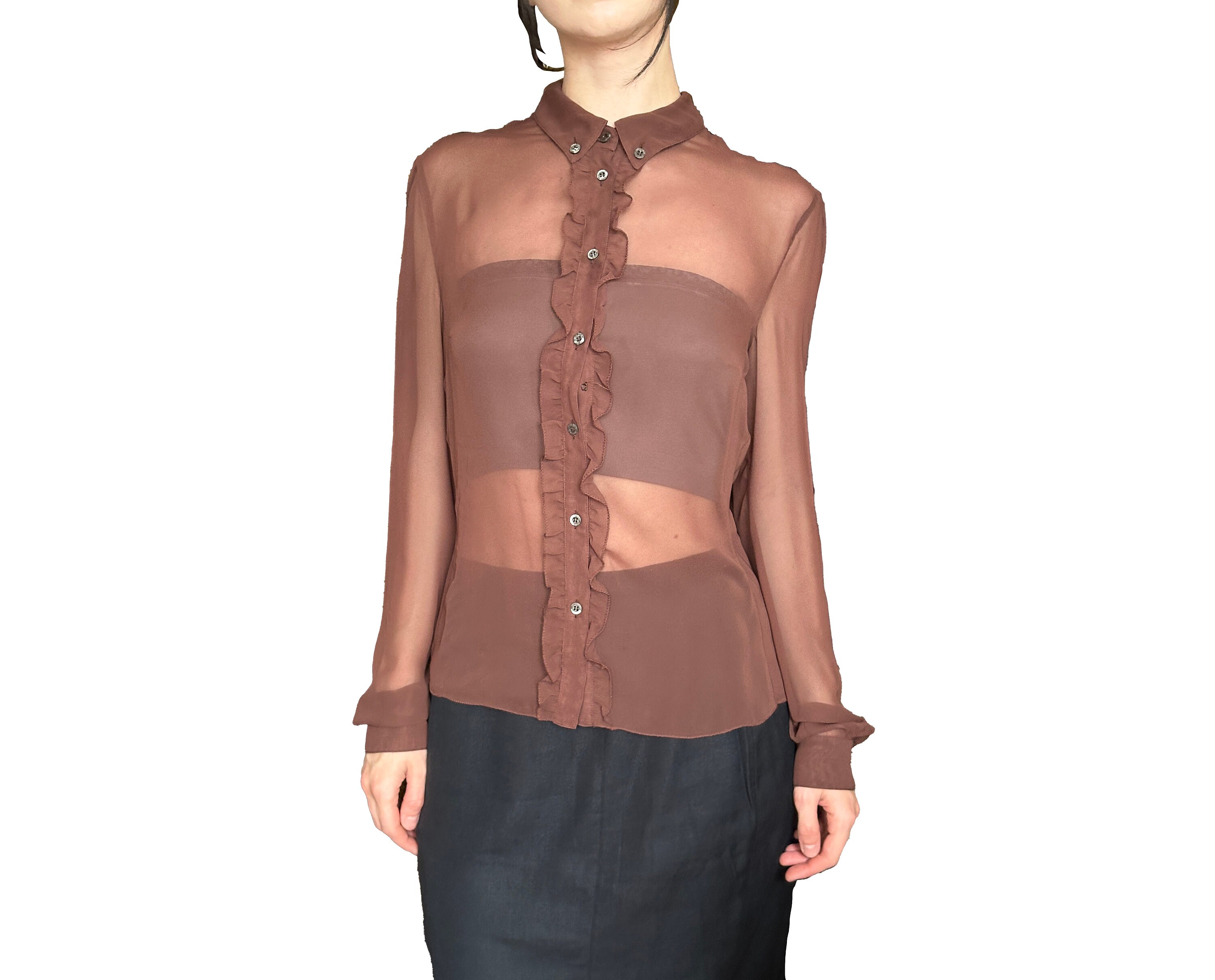 贅沢品 Miu Miu 00s Pleats Sheer Shirt トップス