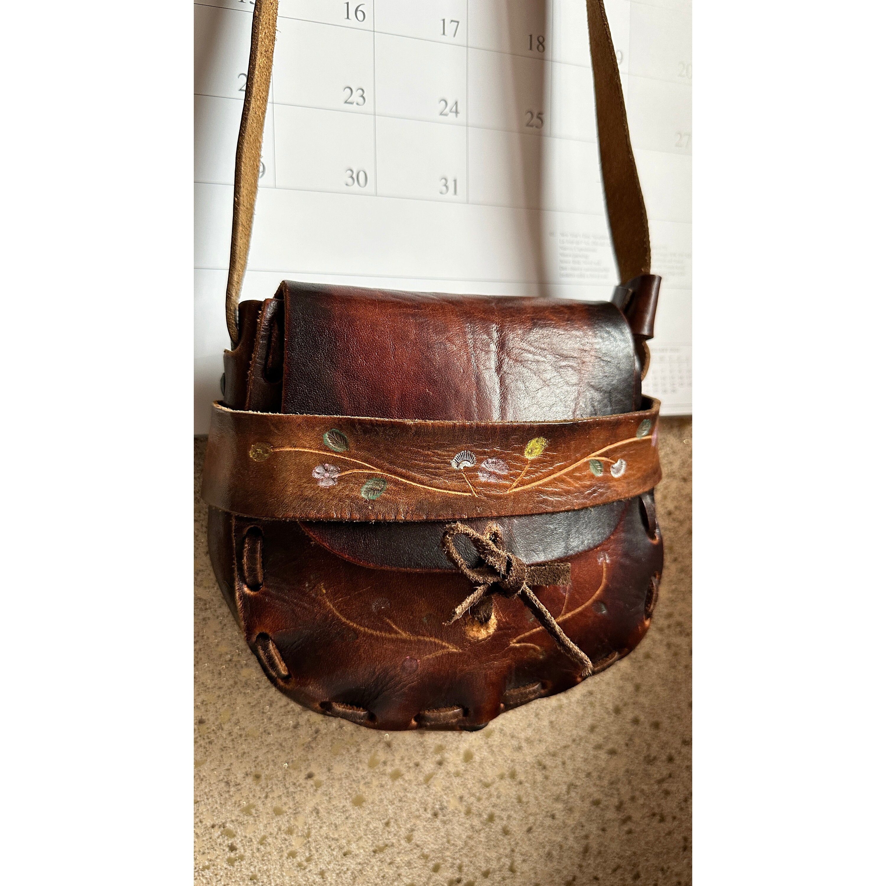 60's 70's Leather Saddle Bag Purse - Etsy