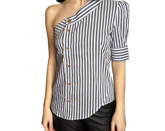 Vivienne Westwood Red Label Women's Asymmetric Blouse Striped Shirt